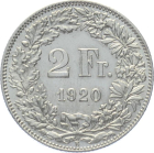 2 Franken 1920 B - fast vorzüglich